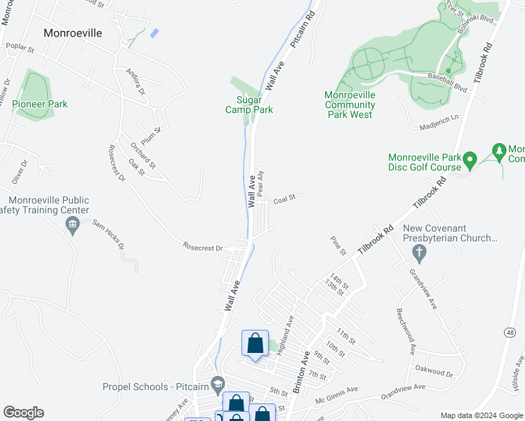 map of restaurants, bars, coffee shops, grocery stores, and more near 1153 North Avenue in Pitcairn