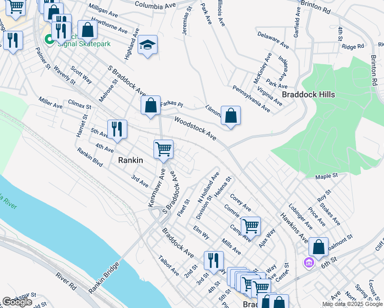 map of restaurants, bars, coffee shops, grocery stores, and more near 177 Dorothy Height Street in Rankin