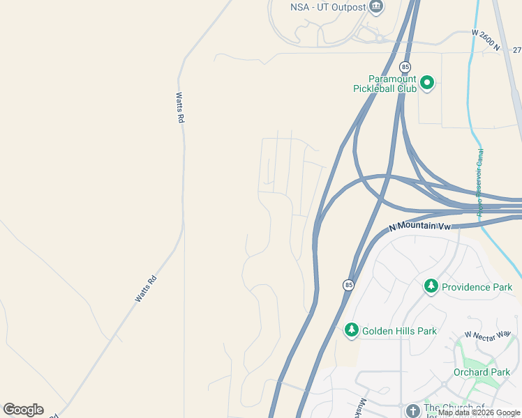 map of restaurants, bars, coffee shops, grocery stores, and more near Watts Road in Lehi