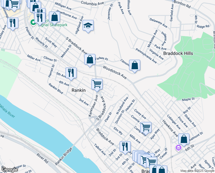 map of restaurants, bars, coffee shops, grocery stores, and more near 190 Dorothy Height Street in Rankin