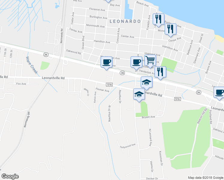 map of restaurants, bars, coffee shops, grocery stores, and more near 238 Concord Ave in Middletown