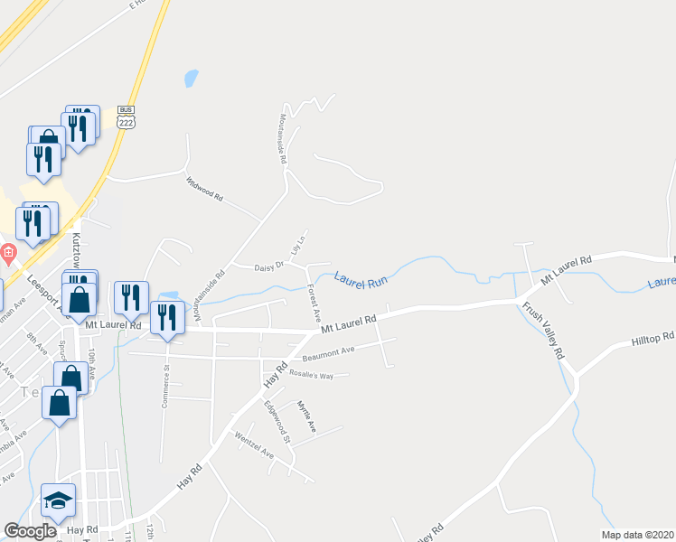 map of restaurants, bars, coffee shops, grocery stores, and more near 5135 Forest Avenue in Temple
