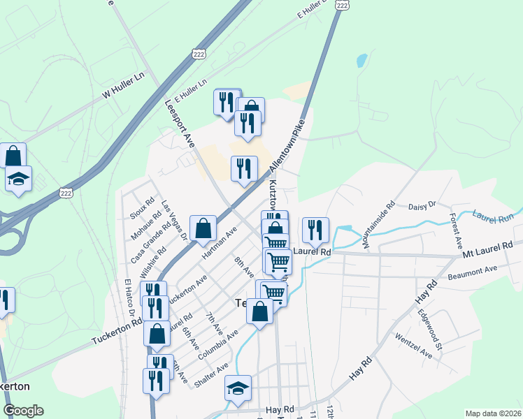 map of restaurants, bars, coffee shops, grocery stores, and more near 835 Hartman Avenue in Temple