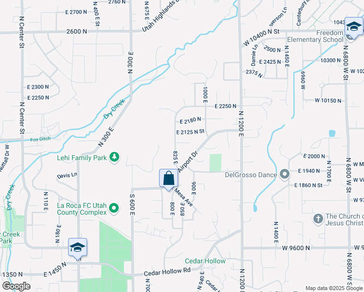 map of restaurants, bars, coffee shops, grocery stores, and more near 850 East 2070 North in Lehi