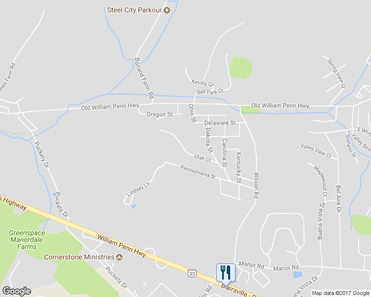 map of restaurants, bars, coffee shops, grocery stores, and more near 3974 Utah Court in Murrysville