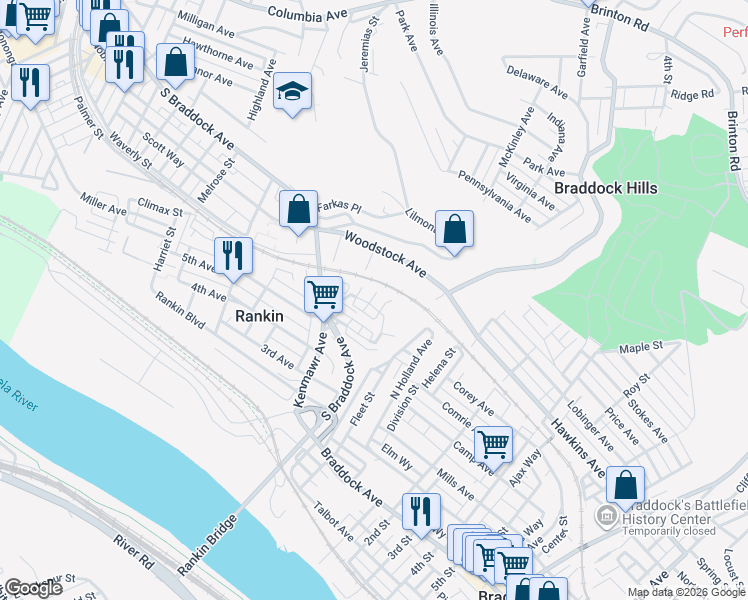 map of restaurants, bars, coffee shops, grocery stores, and more near 181 Dorothy Height Street in Rankin