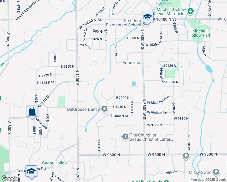 map of restaurants, bars, coffee shops, grocery stores, and more near 2047 1550 East in Lehi