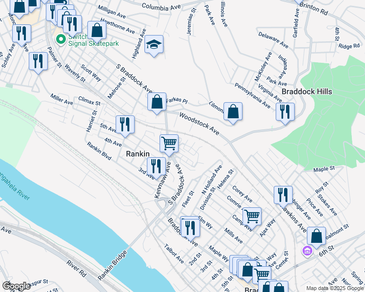 map of restaurants, bars, coffee shops, grocery stores, and more near 194 Dorothy Height Street in Rankin