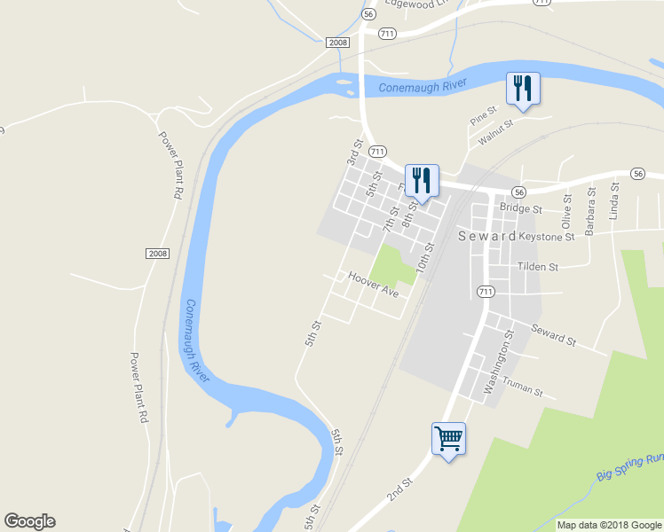 map of restaurants, bars, coffee shops, grocery stores, and more near 1250 5th Street in Seward