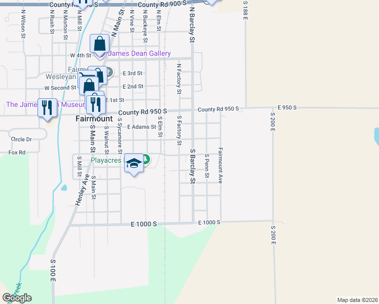 map of restaurants, bars, coffee shops, grocery stores, and more near 723 East Madison Street in Fairmount