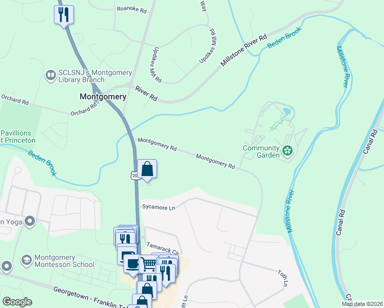 map of restaurants, bars, coffee shops, grocery stores, and more near 59 Montgomery Road in Montgomery