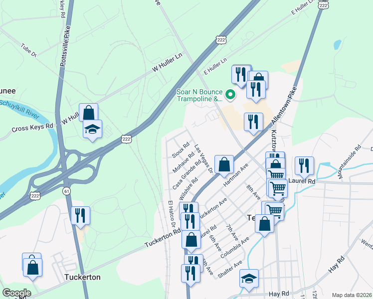 map of restaurants, bars, coffee shops, grocery stores, and more near 805 Apache Lane in Temple