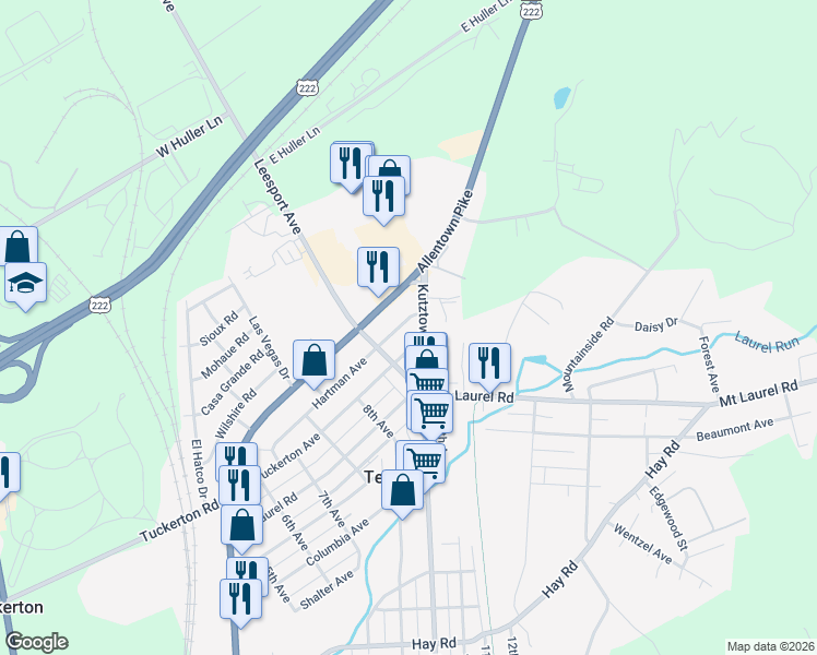 map of restaurants, bars, coffee shops, grocery stores, and more near 835 Hartman Avenue in Temple