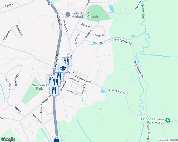 map of restaurants, bars, coffee shops, grocery stores, and more near 229 Lindsay Street in Delmont