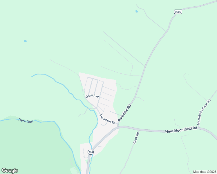 map of restaurants, bars, coffee shops, grocery stores, and more near 184 Paradise Lane in New Bloomfield