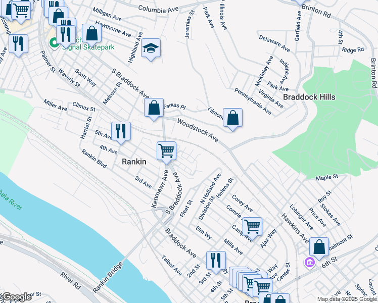 map of restaurants, bars, coffee shops, grocery stores, and more near 187 Dorothy Height Street in Rankin