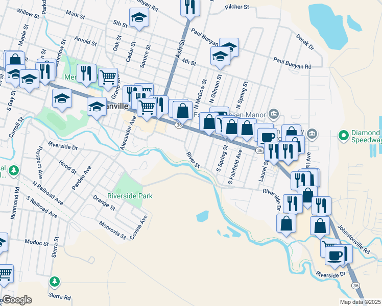 map of restaurants, bars, coffee shops, grocery stores, and more near 148 South Gilman Street in Susanville