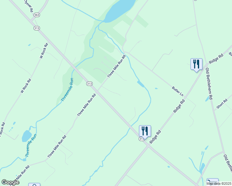 map of restaurants, bars, coffee shops, grocery stores, and more near 2309 3 Mile Road in Perkasie