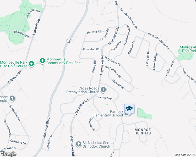 map of restaurants, bars, coffee shops, grocery stores, and more near 1016 Harvard Road in Monroeville