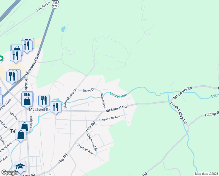 map of restaurants, bars, coffee shops, grocery stores, and more near 5135 Forest Avenue in Temple