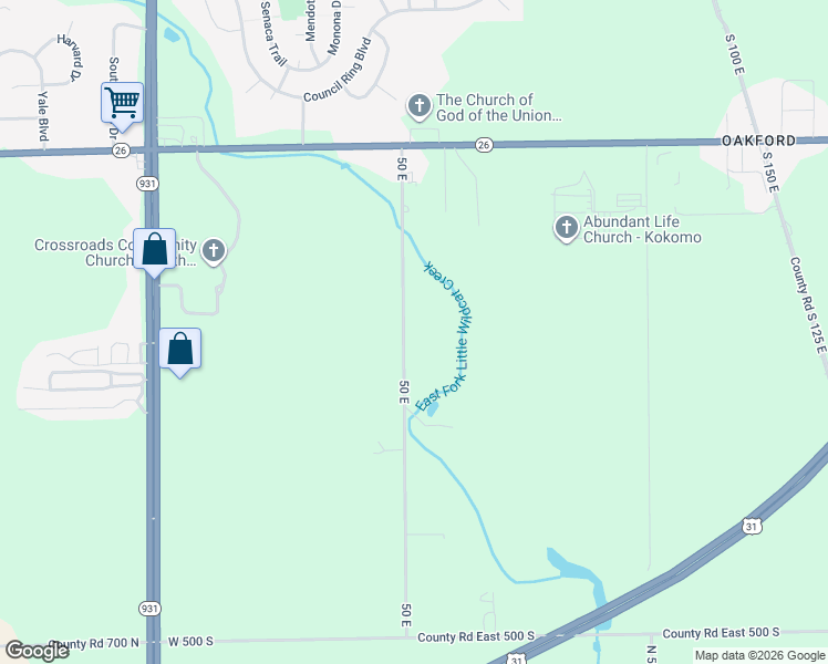 map of restaurants, bars, coffee shops, grocery stores, and more near 4400 South 50 East in Kokomo