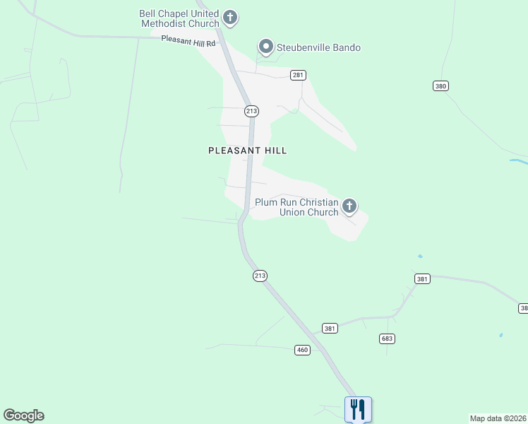 map of restaurants, bars, coffee shops, grocery stores, and more near 37 Tr 382 in Steubenville