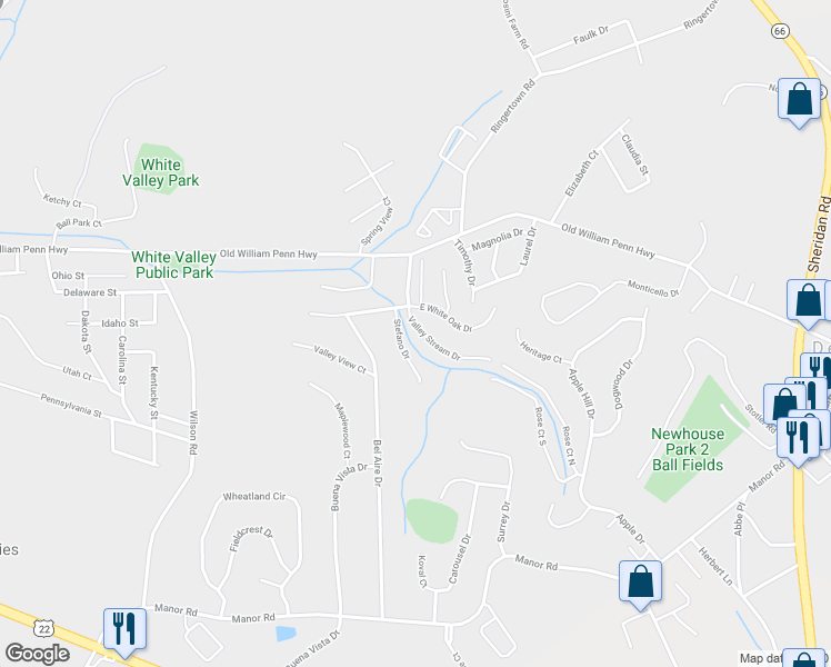 map of restaurants, bars, coffee shops, grocery stores, and more near 209 Valley Stream Drive in Delmont