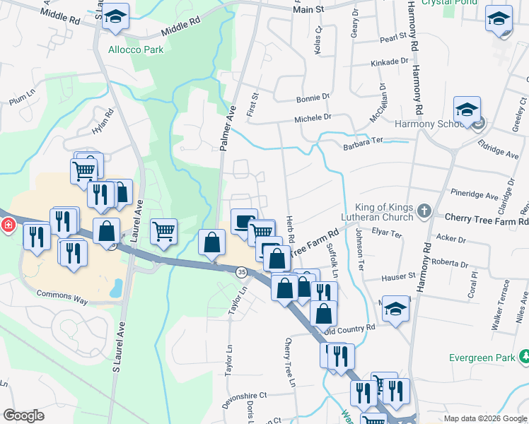 map of restaurants, bars, coffee shops, grocery stores, and more near 146 Clubhouse Drive in Monmouth County