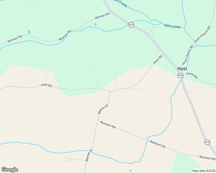 map of restaurants, bars, coffee shops, grocery stores, and more near 36 Host Road in Womelsdorf