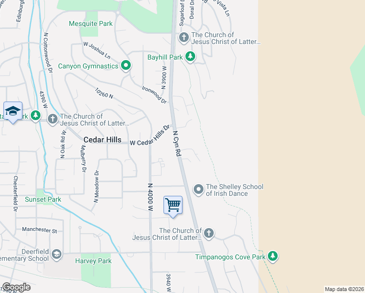 map of restaurants, bars, coffee shops, grocery stores, and more near 3870 Mountaintop Circle in Pleasant Grove