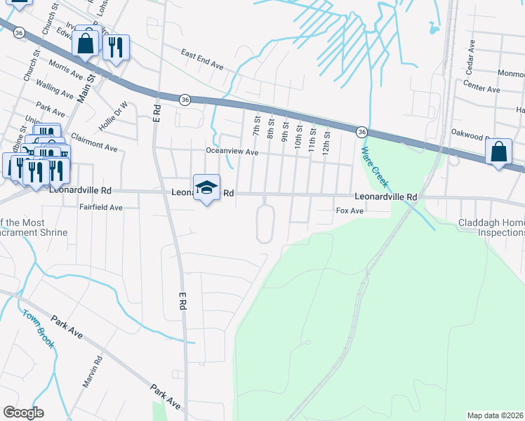 map of restaurants, bars, coffee shops, grocery stores, and more near 30 Galloping Circle in Belford