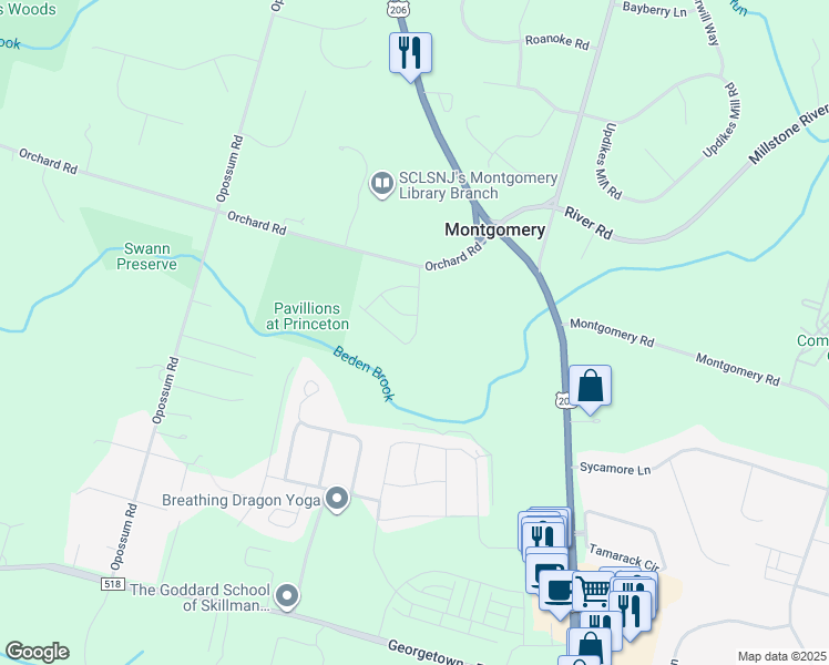 map of restaurants, bars, coffee shops, grocery stores, and more near 19 Autumn Lane in Montgomery
