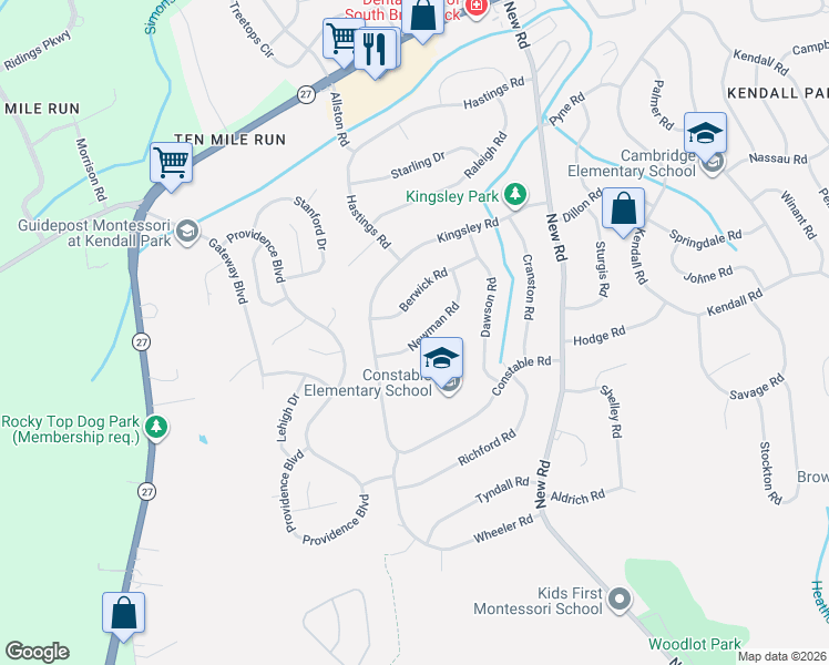 map of restaurants, bars, coffee shops, grocery stores, and more near 20 Berwick Road in South Brunswick Township