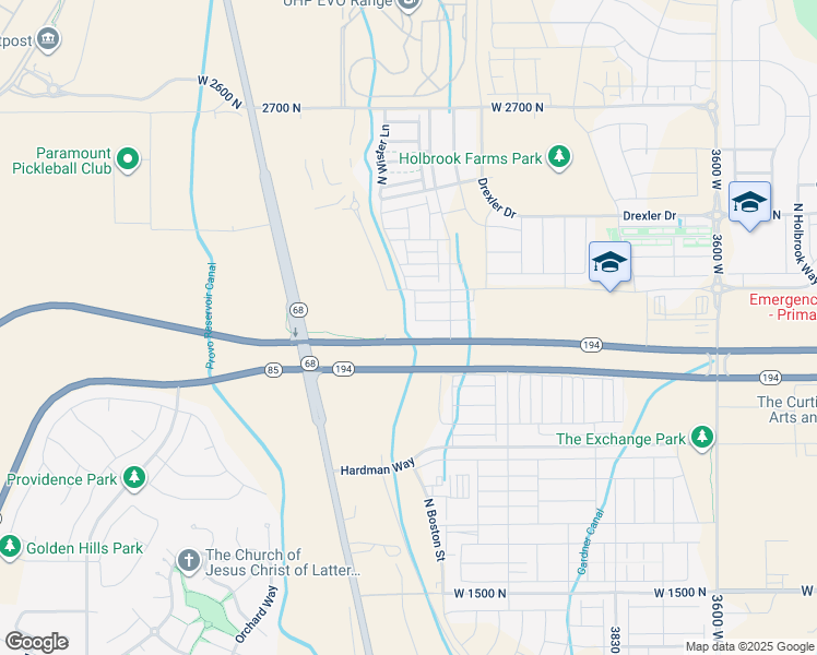 map of restaurants, bars, coffee shops, grocery stores, and more near 4401 Bromwell Court in Lehi