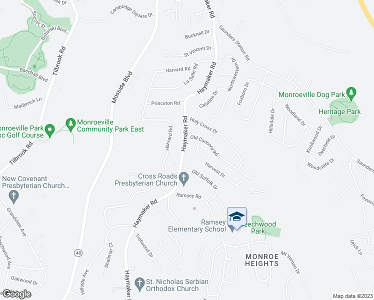 map of restaurants, bars, coffee shops, grocery stores, and more near 2346 Haymaker Road in Monroeville