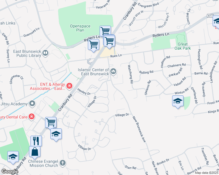 map of restaurants, bars, coffee shops, grocery stores, and more near 2 Margaret Place in East Brunswick