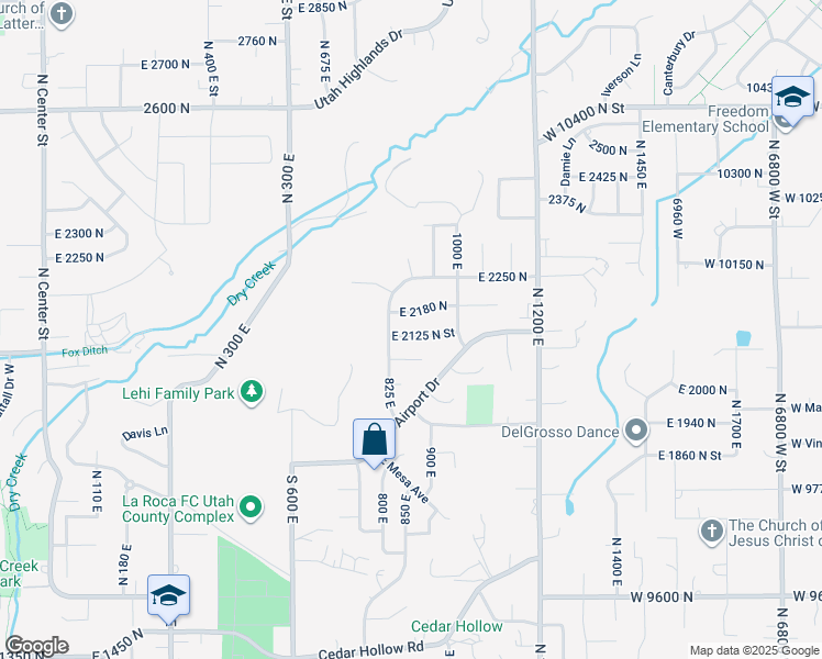 map of restaurants, bars, coffee shops, grocery stores, and more near 859 East 2125 North Street in Lehi