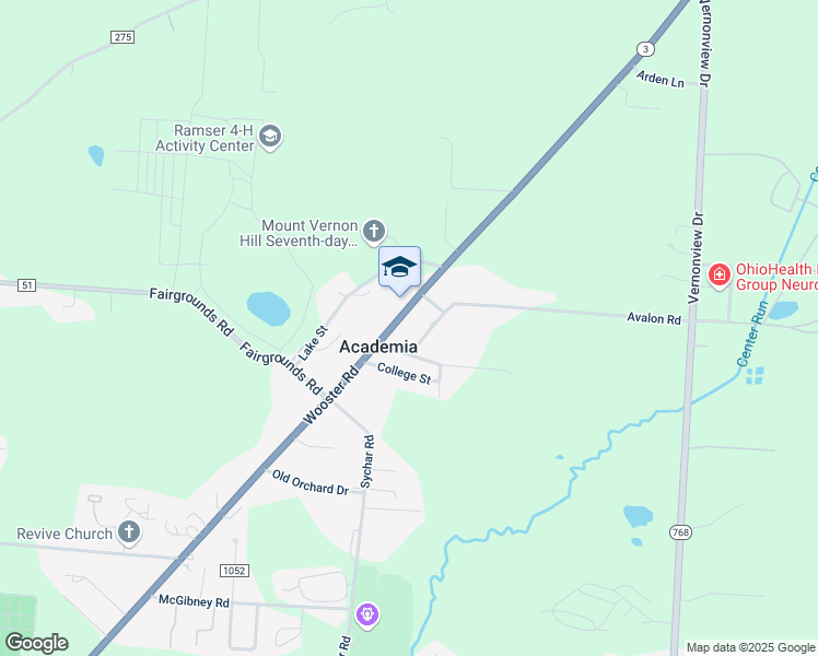 map of restaurants, bars, coffee shops, grocery stores, and more near 522 Ohio 3 in Mount Vernon