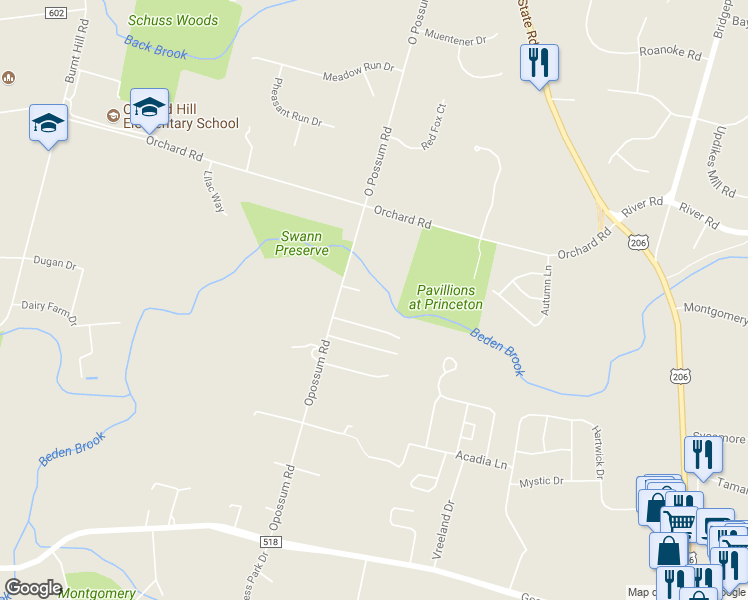 map of restaurants, bars, coffee shops, grocery stores, and more near 237 Opossum Road in Montgomery