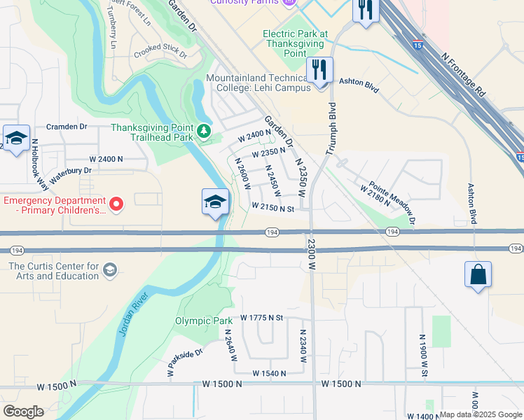 map of restaurants, bars, coffee shops, grocery stores, and more near 2178 North 2600 West in Lehi