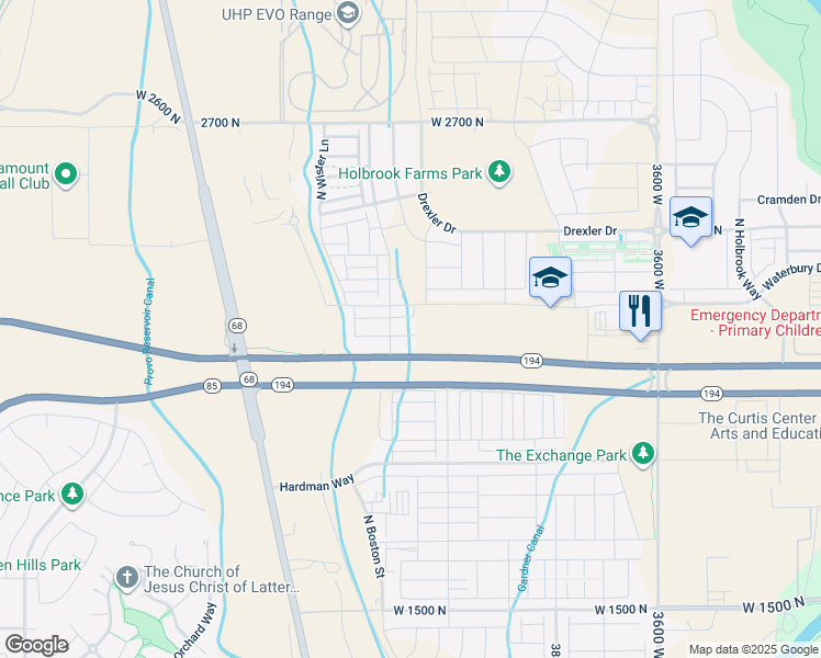 map of restaurants, bars, coffee shops, grocery stores, and more near 4246 Bromwell Court in Lehi