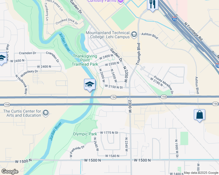 map of restaurants, bars, coffee shops, grocery stores, and more near 2178 North 2600 West in Lehi