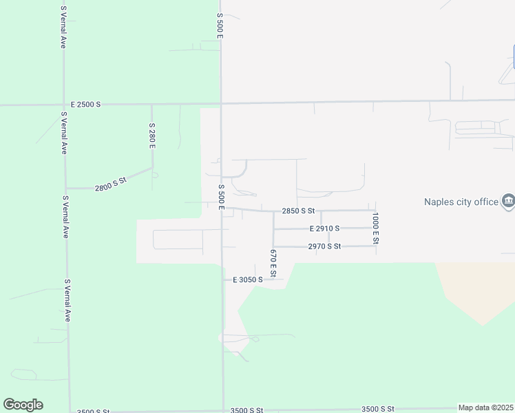 map of restaurants, bars, coffee shops, grocery stores, and more near 617 East 2850 South in Vernal
