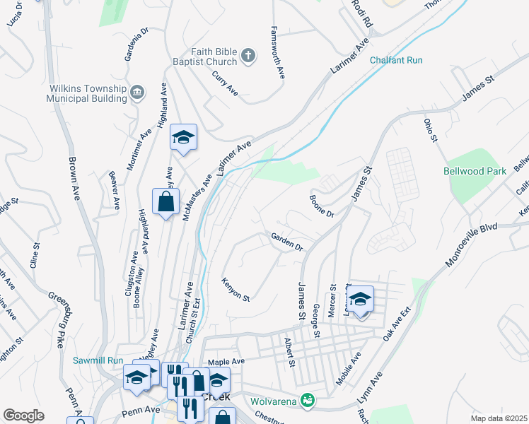 map of restaurants, bars, coffee shops, grocery stores, and more near 602 Boden Street in Turtle Creek