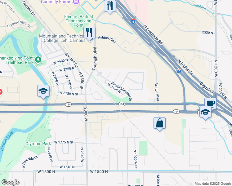 map of restaurants, bars, coffee shops, grocery stores, and more near 1991 North 2040 West in Lehi