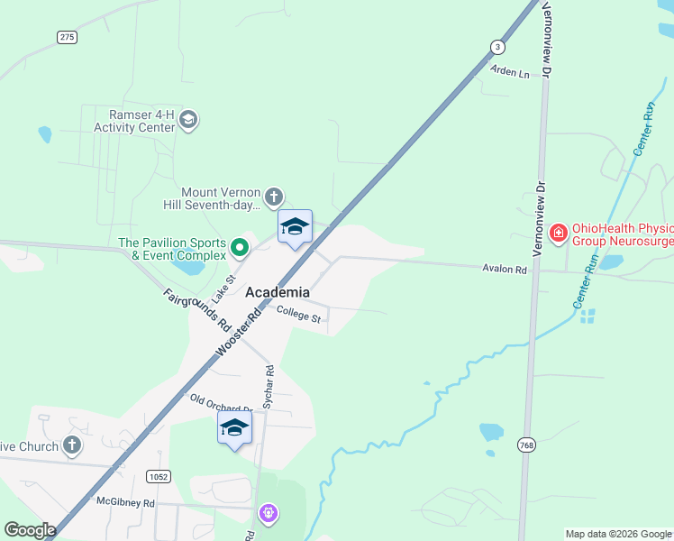 map of restaurants, bars, coffee shops, grocery stores, and more near 16 Avalon Road in Mount Vernon