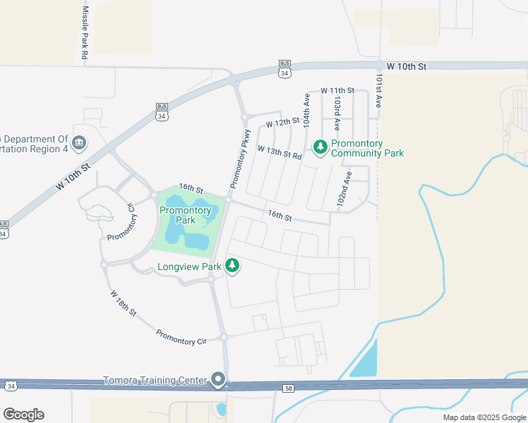 map of restaurants, bars, coffee shops, grocery stores, and more near 16th Street in Greeley