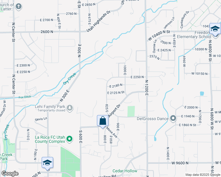 map of restaurants, bars, coffee shops, grocery stores, and more near 848 East 2180 North in Lehi