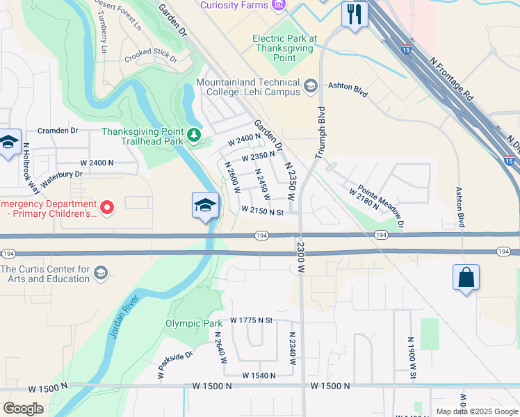map of restaurants, bars, coffee shops, grocery stores, and more near 2178 North 2600 West in Lehi