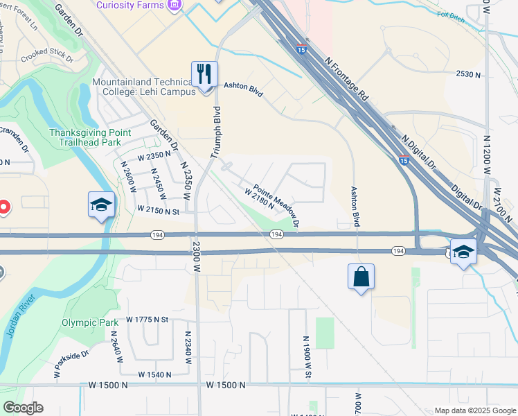 map of restaurants, bars, coffee shops, grocery stores, and more near 2159 North 2080 West in Lehi